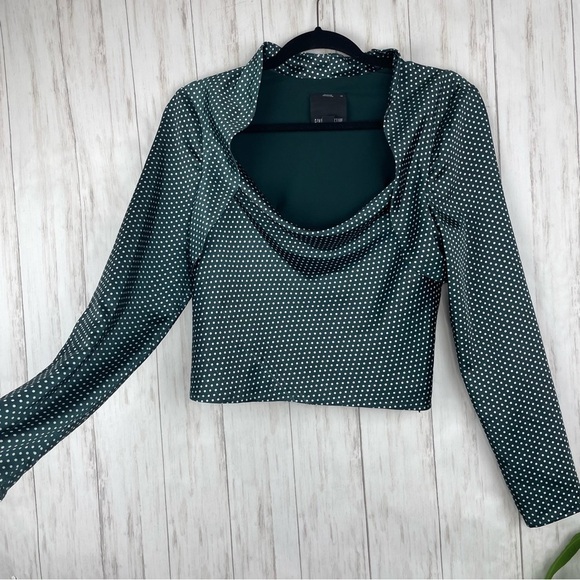 C/MEO NWT green polka dot crop top - Picture 1 of 8